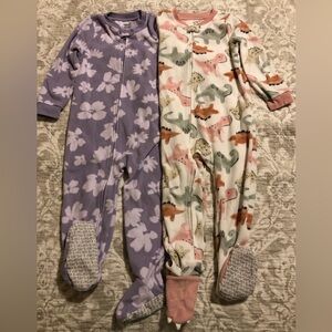 Carter's Purple Floral and Cream Dinosaur Footies